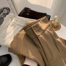 Calça comprida vintage cintura alta, calça feminina social elegante coreana 2024 - compre barato