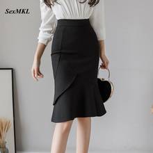 Oversized Ruffles Black Skirts Womens 2022 Korean Fashion High Waist Pencil Skirt Women Clothes Elegant Office Bodycon Red Skirt 2024 - buy cheap