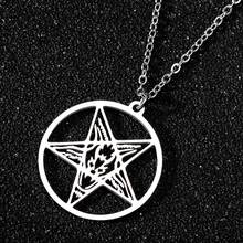 Colar gótico de satanás e aço inoxidável, joia satânica, estrela, talisman grande, batizado, pingente para homens, lucifer 2024 - compre barato