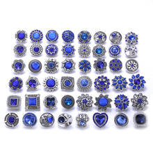 10pcs/lot Wholesale Snap Jewelry Mixed Darkblue Rhinestone Flower Metal Charms 18mm 20mm Snap Button Jewelry for Snaps Bracelet 2024 - buy cheap