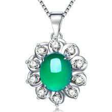 Natural Green Jade Pendant Necklace 925 Silver Jadeite Chalcedony Amulet Fashion Charm Jewelry Gifts for Women Her 2024 - buy cheap