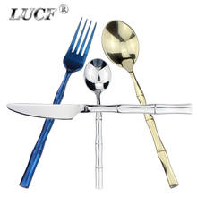 LUCF Creative Design Bamboo Shape Handle Stainless Steel Western Dinnerware Perfect Mirror Polish Famous Cutlery Set For Kitchen 2024 - buy cheap