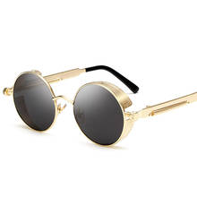 Модные солнцезащитные очки в стиле стимпанк, брендовые дизайнерские Круглые Солнцезащитные очки для женщин и мужчин, винтажные металлические солнцезащитные очки в стиле панк с защитой UV400 2024 - купить недорого