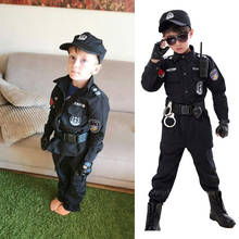 Disfraces de policía de Halloween para niños, uniforme de policía para fiesta de carnaval, conjuntos de ropa de Cosplay del ejército, 110-160cm 2024 - compra barato