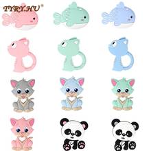 TYRY.HU 5PC Baby Teether Silicone Kitten Panda Shape Cartoon Teething Toys Pendant For Pacifier Chain Inant Chew Hanging Toys 2024 - buy cheap