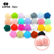 LOFCA 50pcs Silicone Beads Rose Flower Baby Teethers BPA Free Food Grade Baby Silicone Teething Beads For Baby Pacifier Chain 2024 - buy cheap