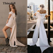 Thinyfull Short Mermaid Wedding Dresses Boho Off The Shoulder Simple Beach Bridal Gowns With Bow Train Bride Dress Vestidos 2024 - buy cheap