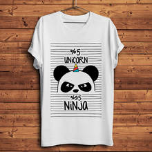 Camiseta divertida unisex de manga corta para hombre, ropa de calle de panicorn, unicornio, panda, ninja, blanca, informal, de verano 2024 - compra barato
