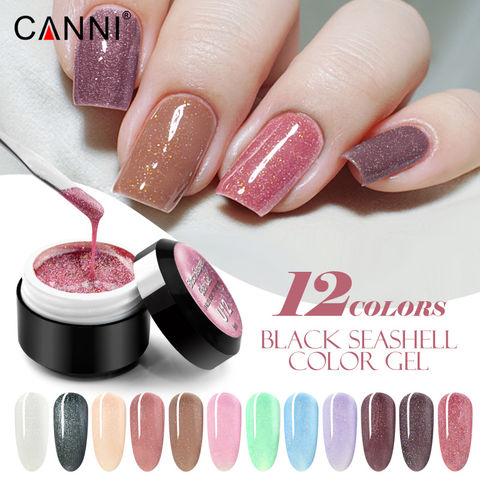 CANNI Black Seashell Color Painting Gel 5ml Jar 12 colors  Pearl Effect Colors Nail Art UV LED Gel Paints Lacquer Varnish 2022 - buy cheap