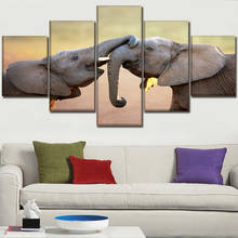 HD Prints Home Decoration 5 Piece Painting Elephant Landscape Poster Wall Art Canvas Modular Framework Pictures For Living Room 2024 - buy cheap