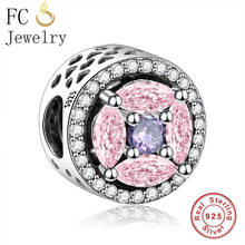 FC Jewelry Fit Original Charms Bracelet 925 Sterling Silver Pink Zircon Stone Interlinked Bead For Women Valentine Berloque 2020 2024 - buy cheap