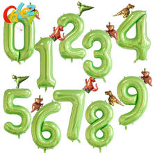 Динозавр 40 дюймов Динозавр зеленый номер фольги шары джунгли вечерние гелиевые шары для маленьких мальчиков день рождения, детский душ Globos украшения 2024 - купить недорого