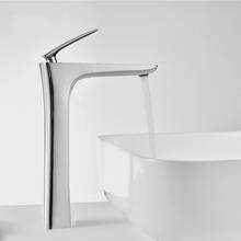 Grifo alto de latón moderno, mezclador de agua para lavabo, diseño elegante, tubo alto para Baño 2024 - compra barato