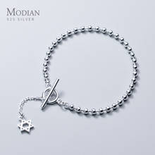Modifican pulseira de prata esterlina 925, bracelete clássico minimalista com contas de luz, pulseira de cordão para mulheres com formato geométrico e estrelas, joias finas 2024 - compre barato