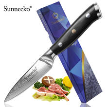 SUNNECKO-cuchillo de cocina japonés de acero VG10, utensilio de corte afilado para cortar fruta, de alta calidad, 3,5 pulgadas, Damasco, mango G10 2024 - compra barato