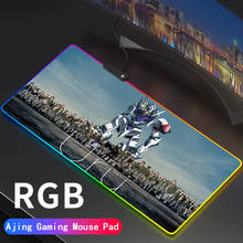 Anime Gundam Gaming RGB MousePad Large Robot Locking Edge Speed Game Gamer LED Mouse Pad Soft Laptop Notebook Mat for CSGO 2024 - buy cheap