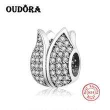 Abalorio de Pandora Original para mujer, pulsera de plata de ley 925, flor floreciente, abalorio, joyería artesanal, fabricación de Berloque 2024 - compra barato