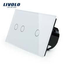 Livolo сенсорный выключатель, 2Gang левый + 1 правой белый кристалл Стекло Панель, настенный светильник выключатель + светодиодный индикатор, VL-C702-11/VL-C701-11 2024 - купить недорого