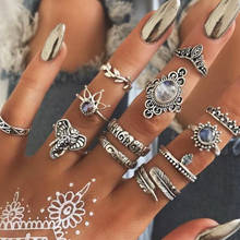 Европейские и американские богемные кольца с указательным пальцем, ретро резные геометрические тотемные кольца, набор из 12, вечерние кольца для женщин, подарок, оптовая продажа 2024 - купить недорого