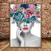 Self-adhesive Wall Stickers Beautiful Flower Woman Portrait Art Picture Paintings Wall Poster for Living Room Home Decoration 2024 - buy cheap