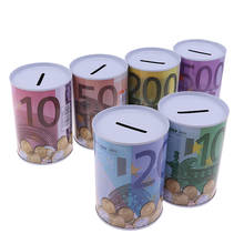Metal Tinplate Cylinder Piggy Dollar Picture Box Bank Euro  Household Saving Money Box Home Storage Organizers High Quality 2024 - buy cheap