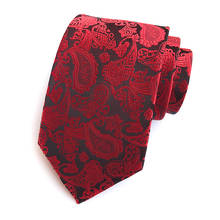 Мужской Жаккардовый тканый цветочный галстук с узором пейсли для свадебной вечеринки, праздника, элегантный галстук со стрелкой на шею из полиэстера, 8 см, облегающий галстук в деловом стиле, подарок, галстук 2024 - купить недорого