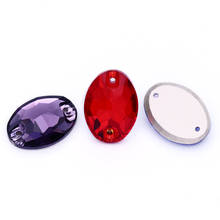 Oval Shape K9 Glass Sew on Rhinestones Fashionable Glass Strass Crystal Flat Back Buttons Sew on Clothing Crafts Handicrafts 2024 - buy cheap