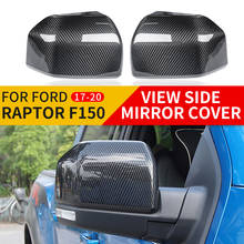 Capa do espelho retrovisor lateral para ford raptor f150, acessórios automotivos de fibra de carbono abs para modelos 2017, 2018, 2019 e 2020 2024 - compre barato