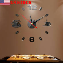 Relógio de parede 3d com números espelhados, faça você mesmo, adesivo moderno para casa, escritório, decoração, design de arte 2024 - compre barato