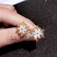 Fashion white zircon Snowflake earrings for women 2020 Push-back Earring wedding party engagement jewelry gift 2024 - buy cheap