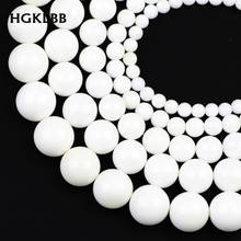 HGKLBB-Cuentas de piedra Natural blanca para fabricación de joyas, abalorios redondos sueltos de 4/6/8/10/12MM 2024 - compra barato