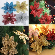 10pcs 15cm Shiny Artificial flowers Christmas tree decorations Home Decoration  Wedding festive party supplies 6ZHH186 2024 - buy cheap