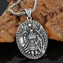 Amuleto vikingo nórdico, collar de acero inoxidable con cara de Odín, Lobo, Geri, Freki, Cuervo, bolsa de regalo de runas Valknut 2024 - compra barato