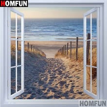 HOMFUN-pintura de diamante redondo/cuadrado completa, cuadro artesanal 5D, "paisaje de playa", 3D bordado de diamantes, punto de cruz, decoración del hogar A27697 2024 - compra barato