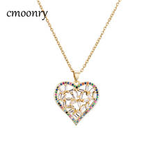 Cmoonry design único oco coração pingente colar para as mulheres de luxo zircônia cúbica jóias femme bijoux 2024 - compre barato