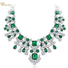 Wong chuva 100% colar de prata esterlina 925, colar com pingente de moissanite, esmeralda preciosa para casamento, joias finas para atacado 2024 - compre barato