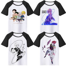 Camiseta de Cosplay en blanco y negro de Hunter x Hunter, camisa de dibujos animados de Gon Freecss Killua Zoldyck, Top de Anime, disfraz informal de verano 2024 - compra barato