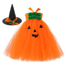 Vestidos largos de tutú de calabaza para niñas, disfraz de princesa, bruja de Halloween, fiesta de cumpleaños y Carnaval, traje de tul 2024 - compra barato