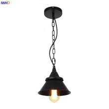 Iwhd-lâmpada pingente de metal, estilo vintage, preto, luminária pendente, estilo americano, para cadeia, bar, restaurante, edison industrial 2024 - compre barato