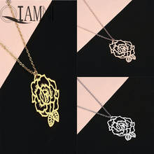 QIAMNI Cute Beautiful Flowers Peony Stainless Steel Charm Pendant Necklace Women Girl BFF Dainty Aesthetic Jewelry Birthday Gift 2024 - buy cheap