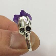 Преувеличенные женские кольца с фиолетовым кристаллом и черепом, серебряное кольцо на кончик пальца, украшения для дня рождения, подарки, аксессуары 2024 - купить недорого