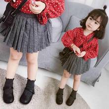 Preppy Korean Girl Skirt Spring Autumn Student Girl Pleated Skirts Princess Knit Skirt Baby Girls Clothing 2 4 5 6 7 8 Year 2024 - buy cheap