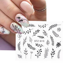 1pcs Water Nail Stickers Decal Black Flowers Leaf Transfer Nail Art Decorations Slider Manicure Watermark Foil Tips LASTZ808-844 2024 - buy cheap