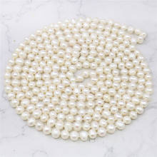Белый жемчуг Akoya ручной работы, длинное ожерелье с культивированным жемчугом, цепочка из бусин, натуральный камень, 80 дюймов, 7-8 мм 2024 - купить недорого