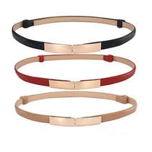 Belt dress simple versatile Fashion Women Leather Belt Thin Skinny Metal Gold Elastic Buckle Waistband Belt Dress Accessories 2024 - buy cheap