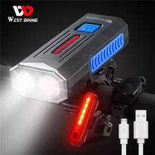 Светильник, водонепроницаемый передний и задний фонарь для велосипеда, сигнал 140 дБ, зарядка через USB, велоаксессуары 2024 - купить недорого