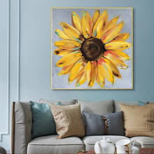 Pintura al óleo en lienzo de girasoles amarillos abstractos, carteles e impresiones como regalo, imagen artística de pared para sala de estar, decoración del hogar, Cuadros 2024 - compra barato