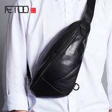 AETOO-Bolso de pecho de cuero para hombre, bolsa cruzada versátil, la primera capa de bolso de hombro de piel de vaca 2024 - compra barato