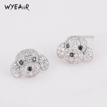 Wyeaiir brincos stud de prata esterlina 925, acessórios de festa para dança de cachorro com strass original 2024 - compre barato