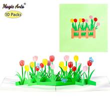 10 Pack Pop-Up Flower Card 3D Tulip Greeting Cards Valentines Day Get Well Mothers Day Birthday Anniversary Wholesale Suplier 2024 - buy cheap